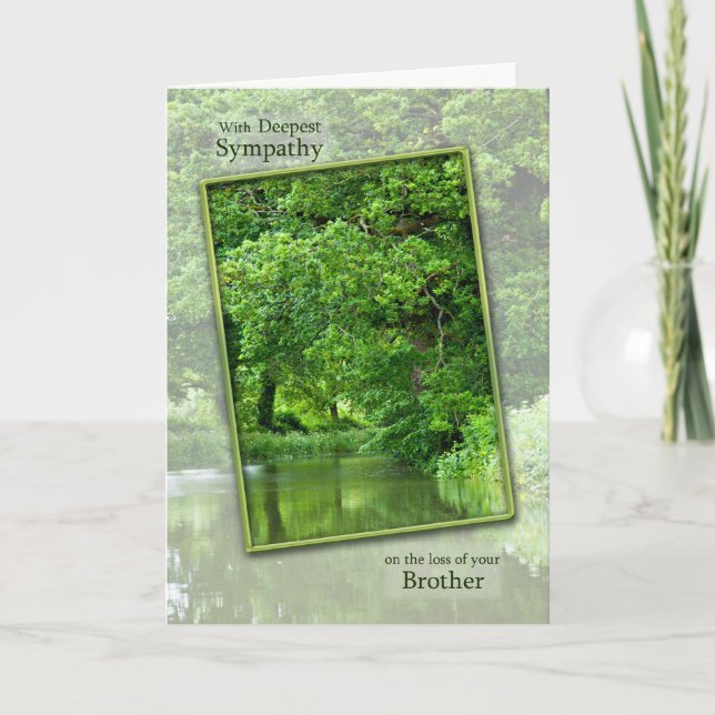 Sympathy loss of brother, tranquil river scene card (Front)