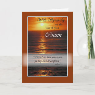 Sympathy Loss of Cousin, Sunset Over Ocean, Relig Card