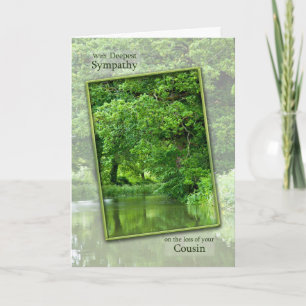 Sympathy loss of cousin, tranquil river scene card