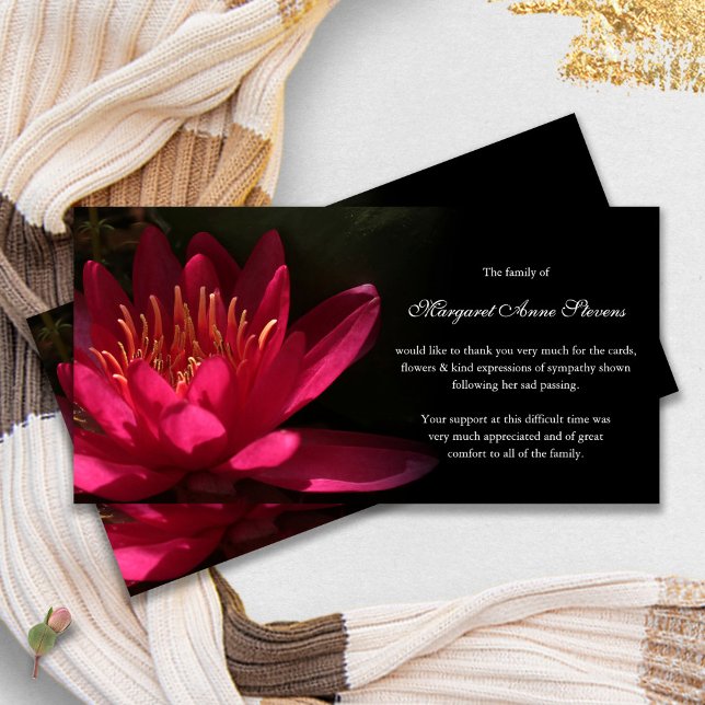 Sympathy Loss Waterlily Funeral Thank You Cards (funeral thank you cards, bereavement, elegant, simple, celebration of life, sympathy card)