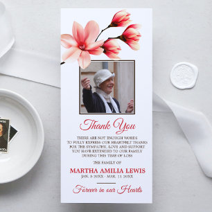 Sympathy Loving Memory Floral THANK YOU PHOTO Card