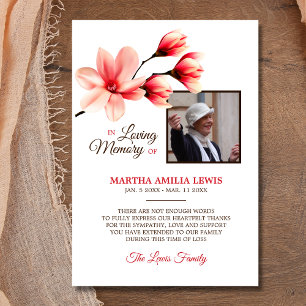 Sympathy Loving Memory Floral THANK YOU PHOTO Card