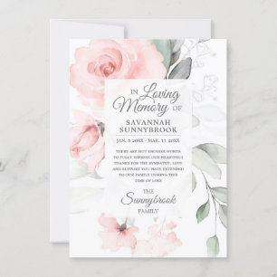 Sympathy Loving Memory Pink Rose Floral THANK YOU Card