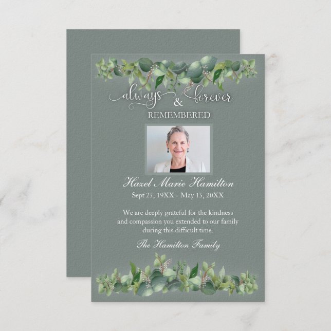 Sympathy Memorial Always Forever Remembered Person (Front/Back)