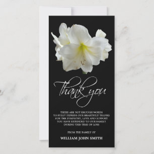 Sympathy Memorial Amaryllis Flower THANK YOU Black