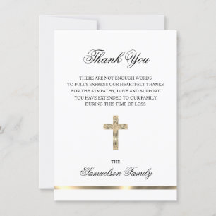 Sympathy Memorial Cross Gold PHOTO Thank You
