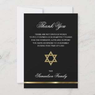 Sympathy Memorial Jewish Star Gold PHOTO Thank You