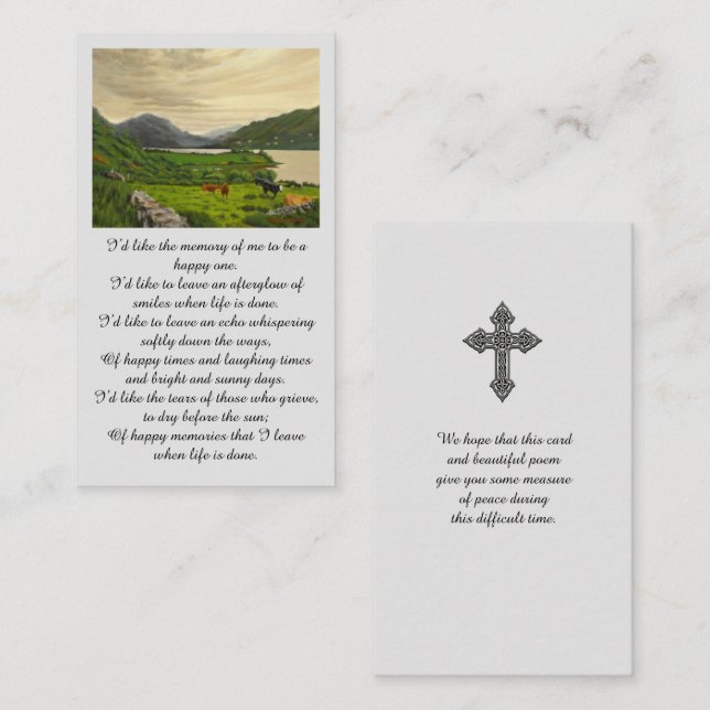 Sympathy Memorial Picture Prayer Card (Front/Back)