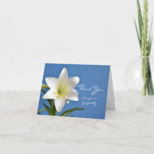 Sympathy Memorial Thank You Note Card, Easter Lily Card