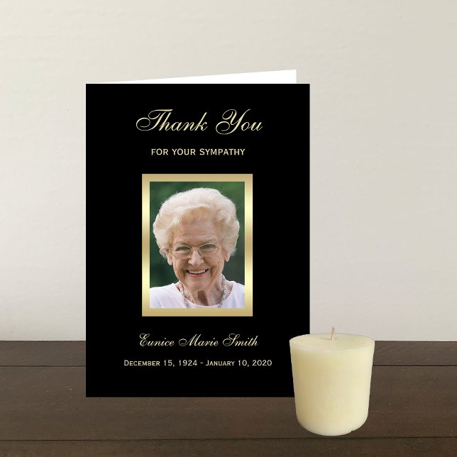 Sympathy Memorial Thank You Note Card with Photo (Creator Uploaded)