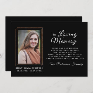 Sympathy Memory Black Gold THANK YOU Photo