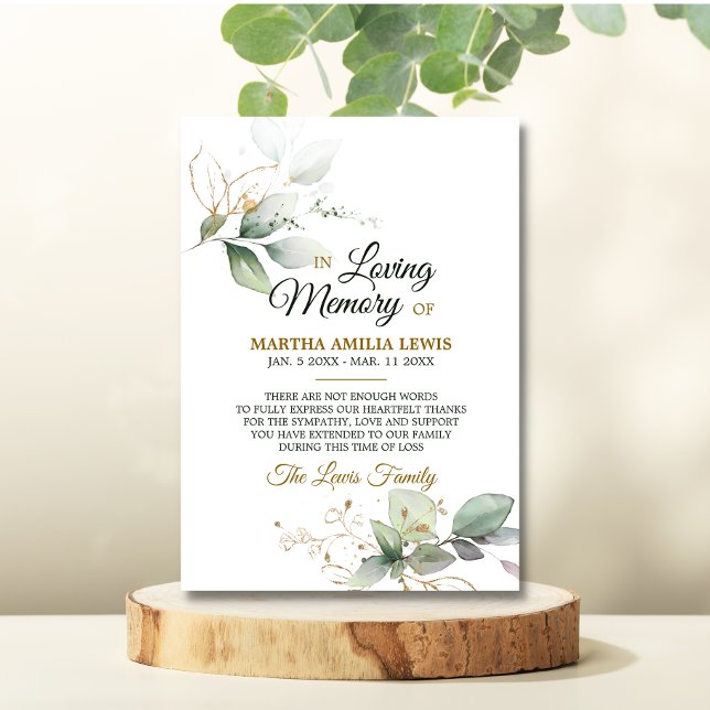 Sympathy Memory Greenery Gold Leaves THANK YOU (Creator Uploaded)