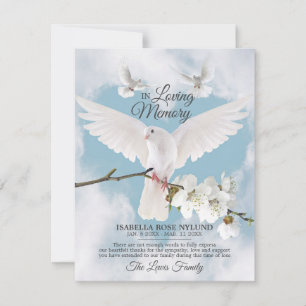 Sympathy Memory White Dove Heaven In Memory Thank  Invitation