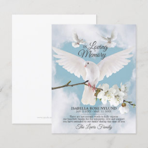 Sympathy Memory White Dove Heaven In Memory Thank You Card