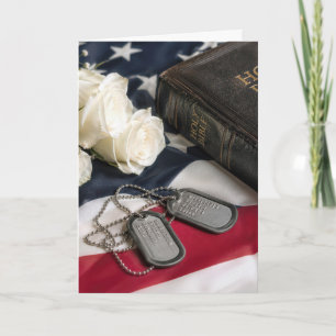 Sympathy Military Dog Tags Bible Card