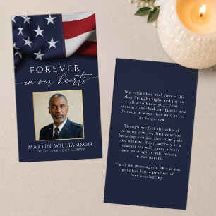 Sympathy Military US Flag Photo Prayer Card