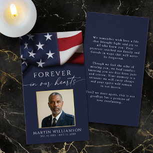 Sympathy Military US Flag Photo Prayer Card