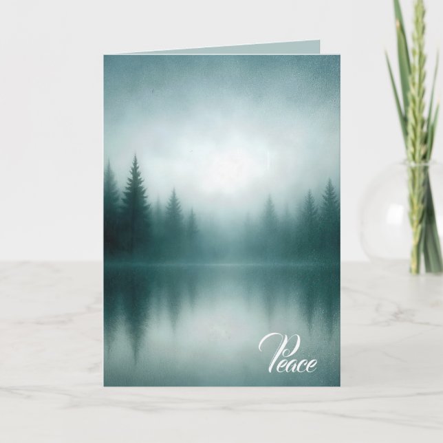 Sympathy Misty Pine Tree Water Reflection Card (Front)