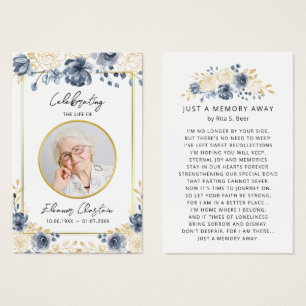 Sympathy Modern Gold Floral Funeral Prayer Cards