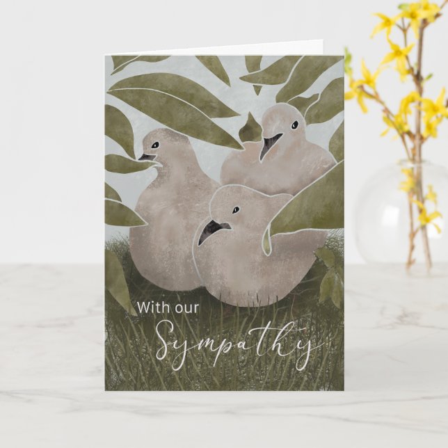 Sympathy Mourning Doves in Nest  Card (Yellow Flower)