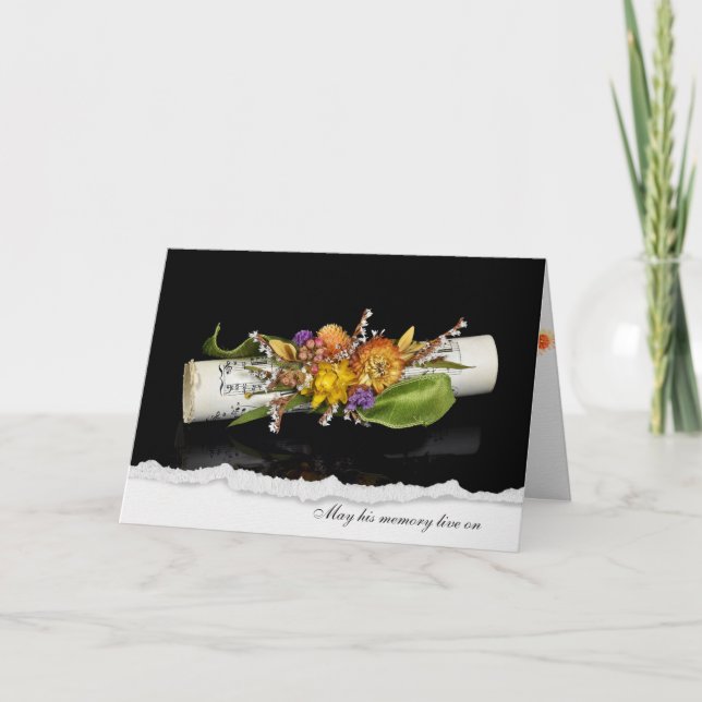 sympathy music with floral bouquet card (Front)