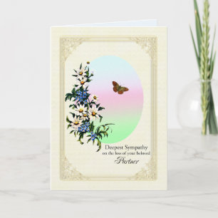 Sympathy on Loss of Partner, Flowers and Butterfly Card