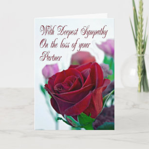 Sympathy on loss of partner, with a red rose card