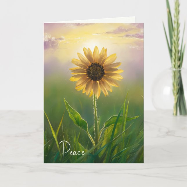 Sympathy Peace Sunflower In Green Meadow Card (Front)