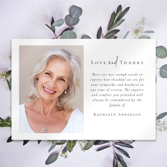 Sympathy Photo Funeral  Thank You Card (Creator Uploaded)