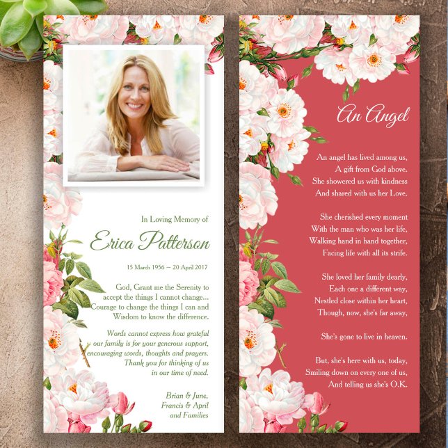 Sympathy Photo Funeral Thank You Card Blossoms (Heavenly Blossoms Sympathy Memorial Photo Funeral Thank You Card)