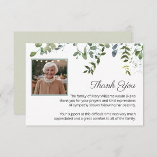 Sympathy Photo Greenery Funeral Thank You