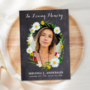 Sympathy Photo Memorial Daisy Floral Funeral Thank You Card