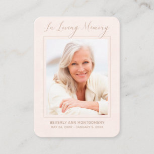 Sympathy Photo Simple Blush Funeral Memorial Card