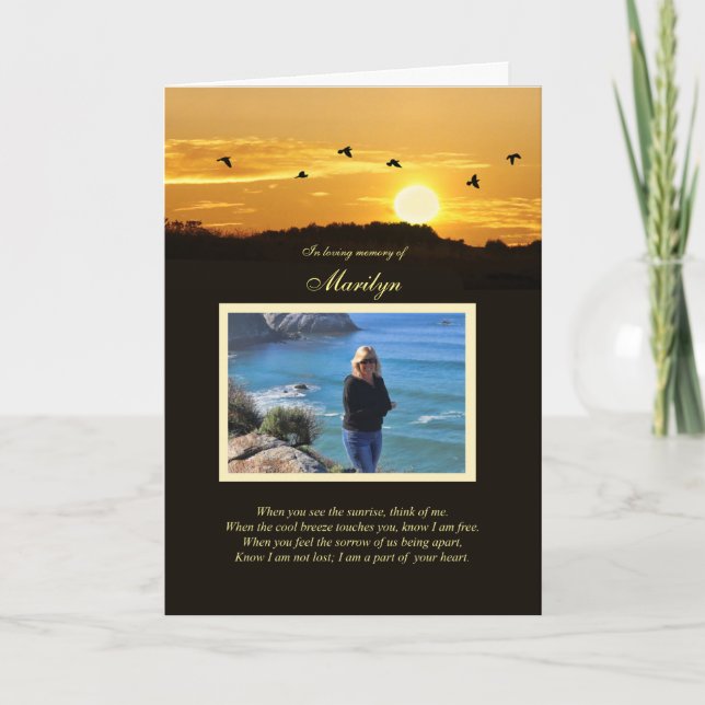 Sympathy Photo with Custom Name Spiritual Poem Card (Front)