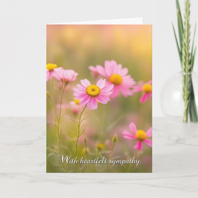 Sympathy Pink Daisies Card (Front)