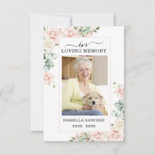 Sympathy Pink Floral Funeral Photo  Thank You Card