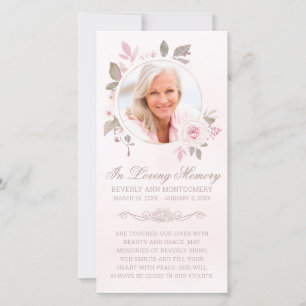 Sympathy Pink Rose Floral Photo Funeral Prayer