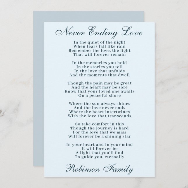 Sympathy Poem Card (Front/Back)