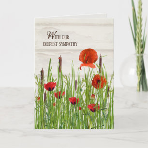 Sympathy Poppies and Cattails Card