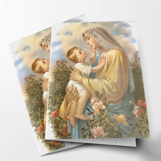 Sympathy Religious Catholic Funeral Thank You Card (Good and Gentle Mother Blessed Mother Catholic Religious Sympathy Bereavement Funeral Thank You Card)