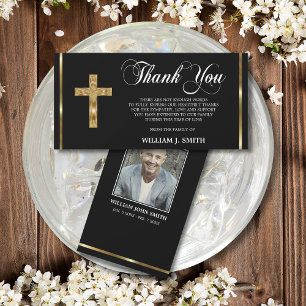 Sympathy Religious Gold Cross THANK YOU   PHOTO
