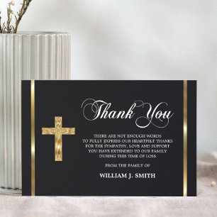 Sympathy Religious Gold Cross THANK YOU PHOTO Card