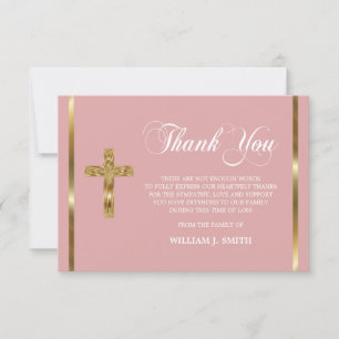 Sympathy Religious Gold Cross THANK YOU PHOTO Card