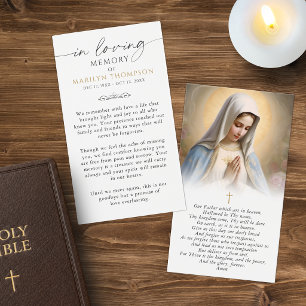 Sympathy Religious Virgin Mary Photo Prayer Card