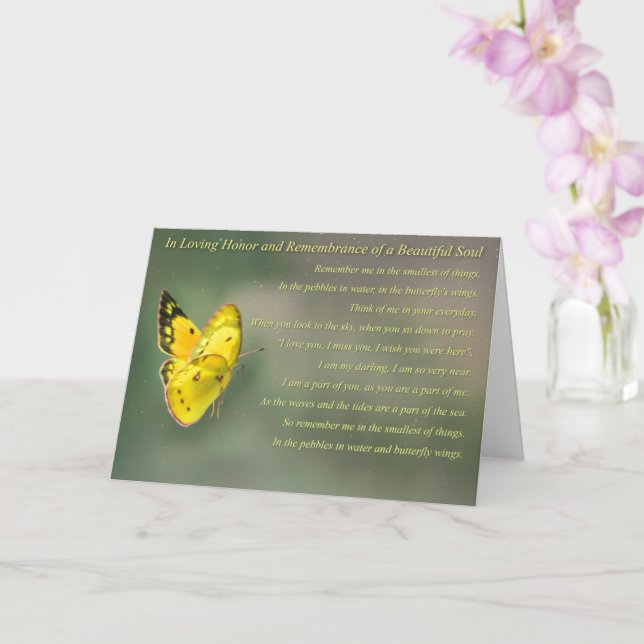 Sympathy Remembrance Butterfly Spiritual Card (Orchid)