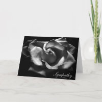 Sympathy Rose Black And White Blank Inside Card