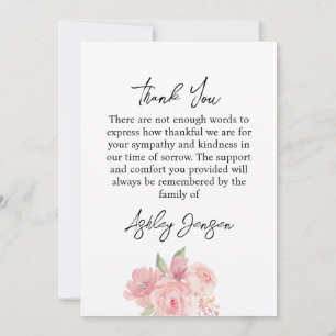 Sympathy Rose Funeral Thank You Card