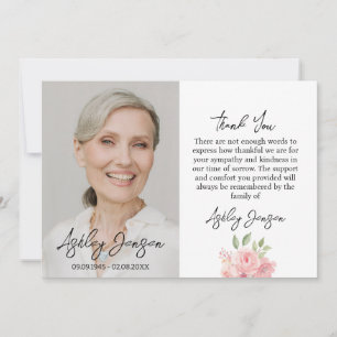 Sympathy Rose Photo Funeral Thank You Card