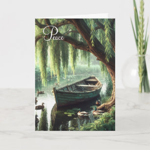 Sympathy Rowboat Under a Willow Tree Card