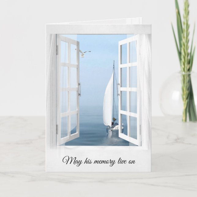 Sympathy Sailboat in Window  Card (Front)